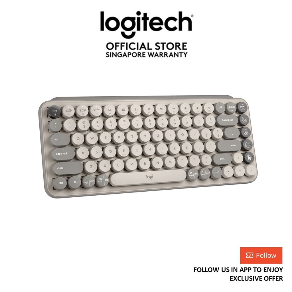 Logitech POP Keys Mechanical Wireless Keyboard with Customisable Emoji Keys, Durable Compact Design - EBL
