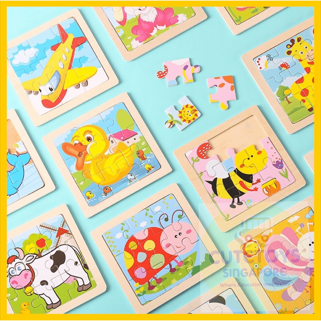 9 Pieces Montessori Children&#039;s Wooden Puzzle Grasp Board