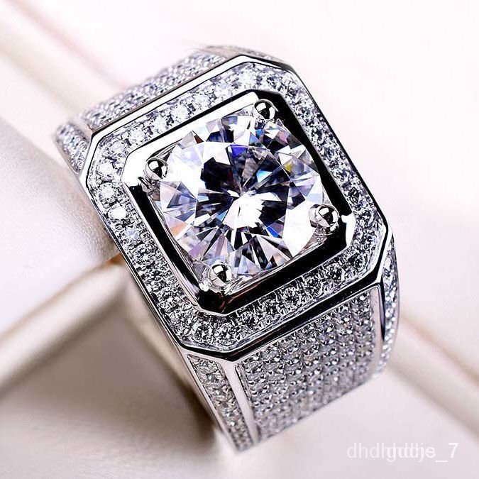 QMJL?XD.Store Rings Domineering Luxury Men&#039;s RingPT950Platinum Moissanite Wedding Ring18KGold Diamond Ring Middle Finger