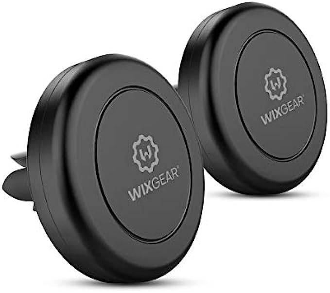 Magnetic Phone Holder for Car, WixGear [2 Pack] Universal Air Vent Magnetic Phone Mount for Car, Car Phone Holder Mount for Cell Phones and Mini Tablets with 4 Metal Plates