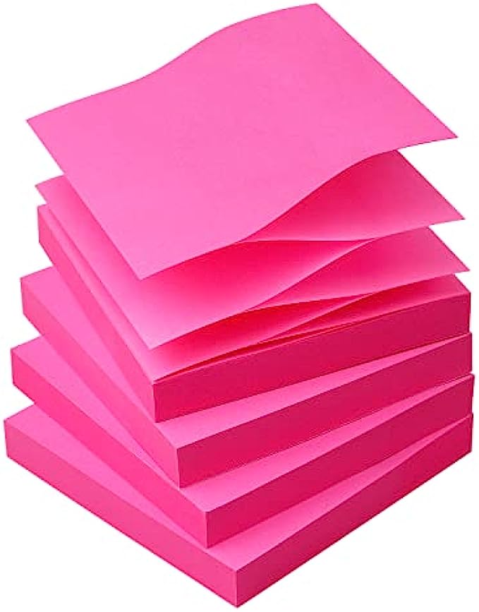 Sticky Notes 3x3 Pop Up Self-Stick Notes Pads with Bright Colors, Easy to Post for Office, Shool, Home, 4 Pads/Pack, 90 Sheets/Pad (Rose Red)