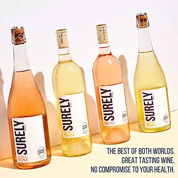 Surely Non Alcoholic Rose - World&#039;s First Sparkling Wine that Tastes Like the Real Thing, Low Sugar, Keto-Friendly, Low Calorie, 750ml